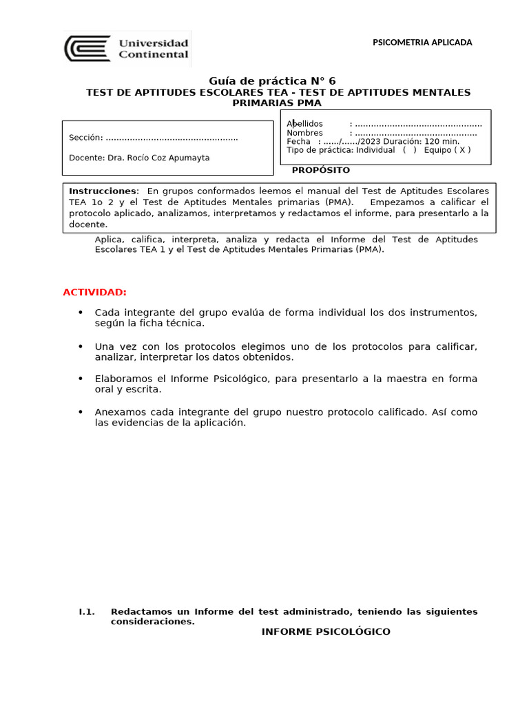 Guia de Trabajo N°6 | PDF | Evaluación | Crecimiento personal y profesional