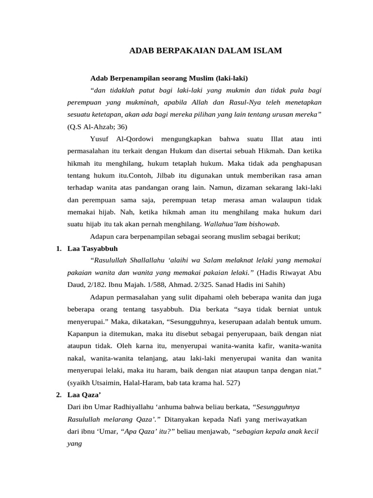 Adab berpakaian pdf