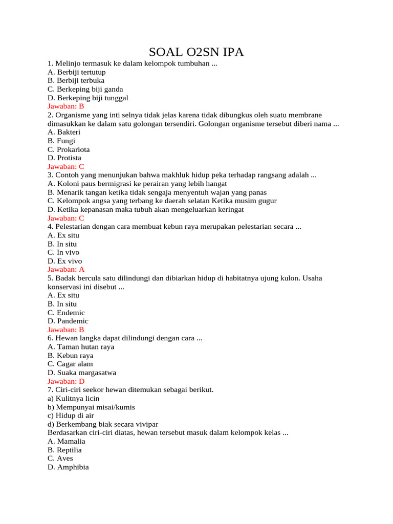 Soal O2sn Ipa 2024 | PDF
