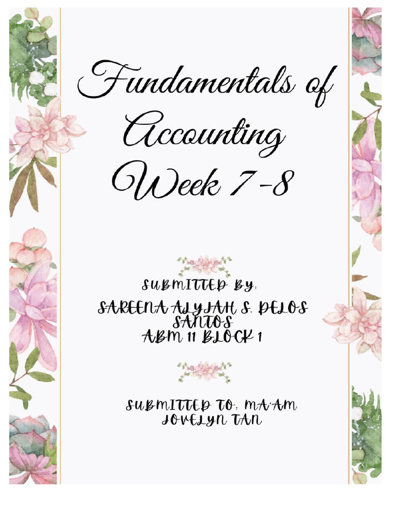 First Page in Fundamentals of Accounting. | PDF
