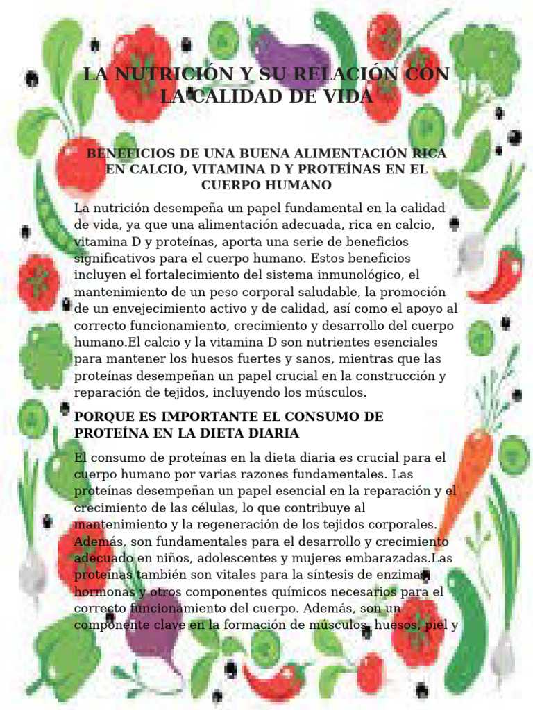 La Nutrición y Su Relación Con La Calidad de Vida | PDF
