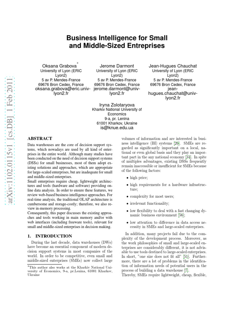 Business Intelligence for SMEs: Web Solutions | PDF | Data Warehouse ...