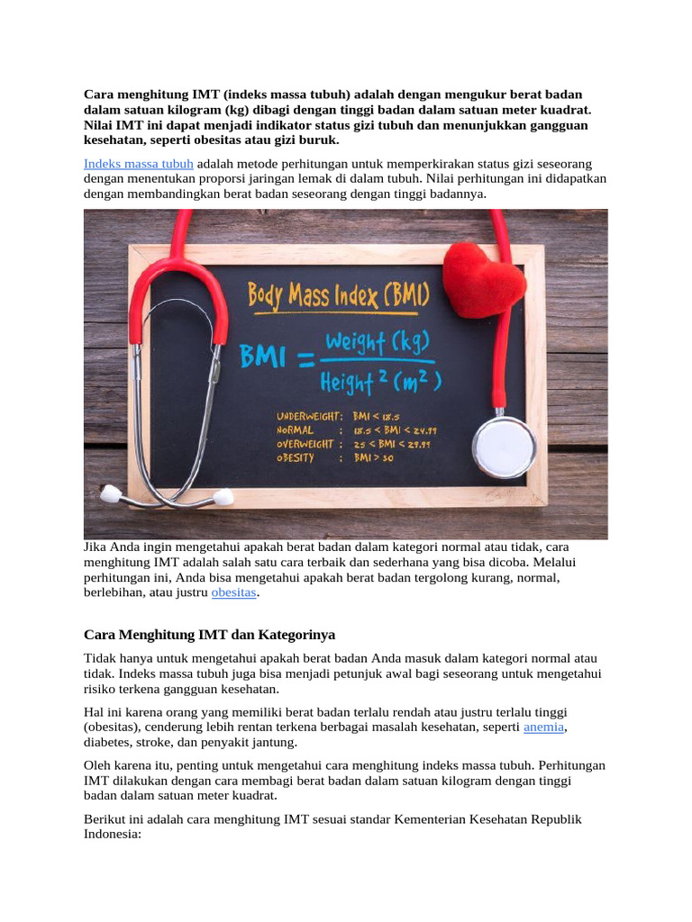 Cara Menghitung IMT | PDF