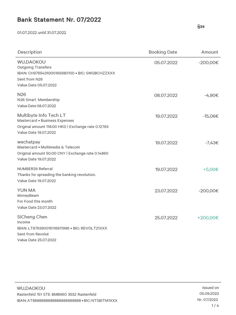 N26statement 2022 07 PDF | PDF