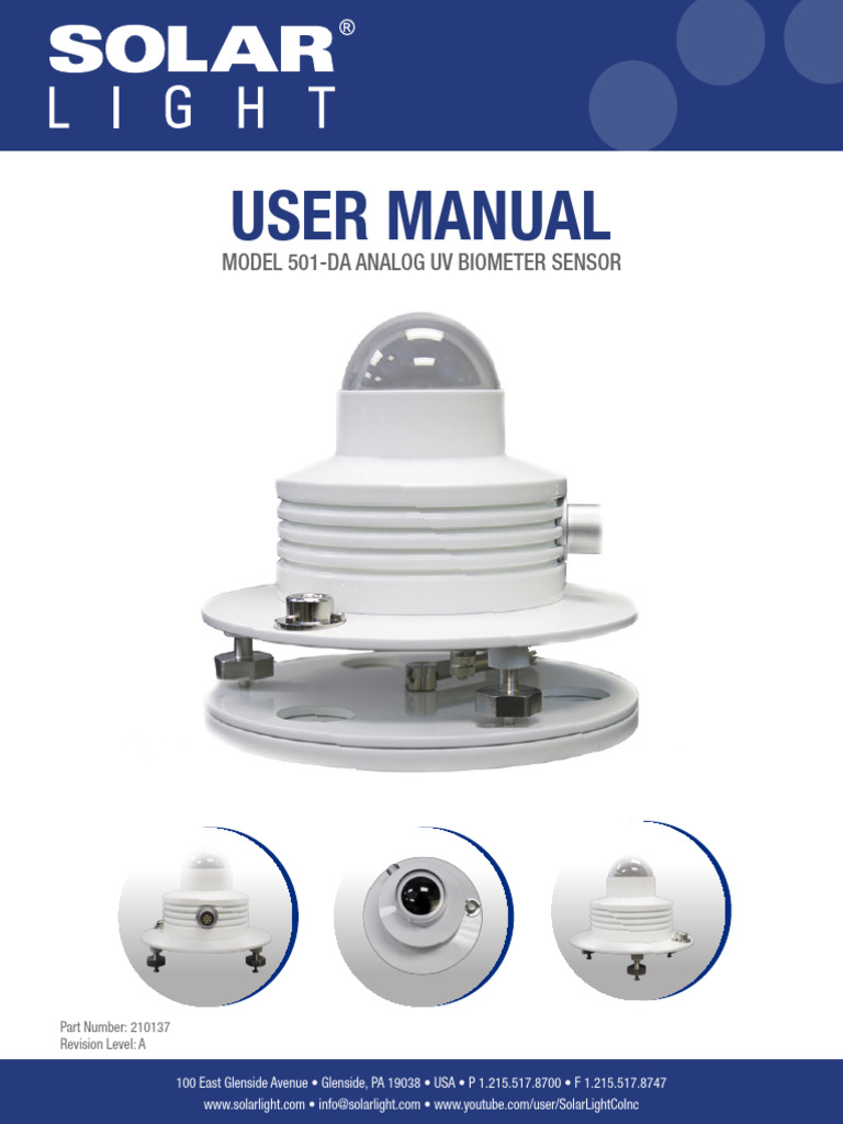 Model 501 DA Analog UV Biometer User | PDF