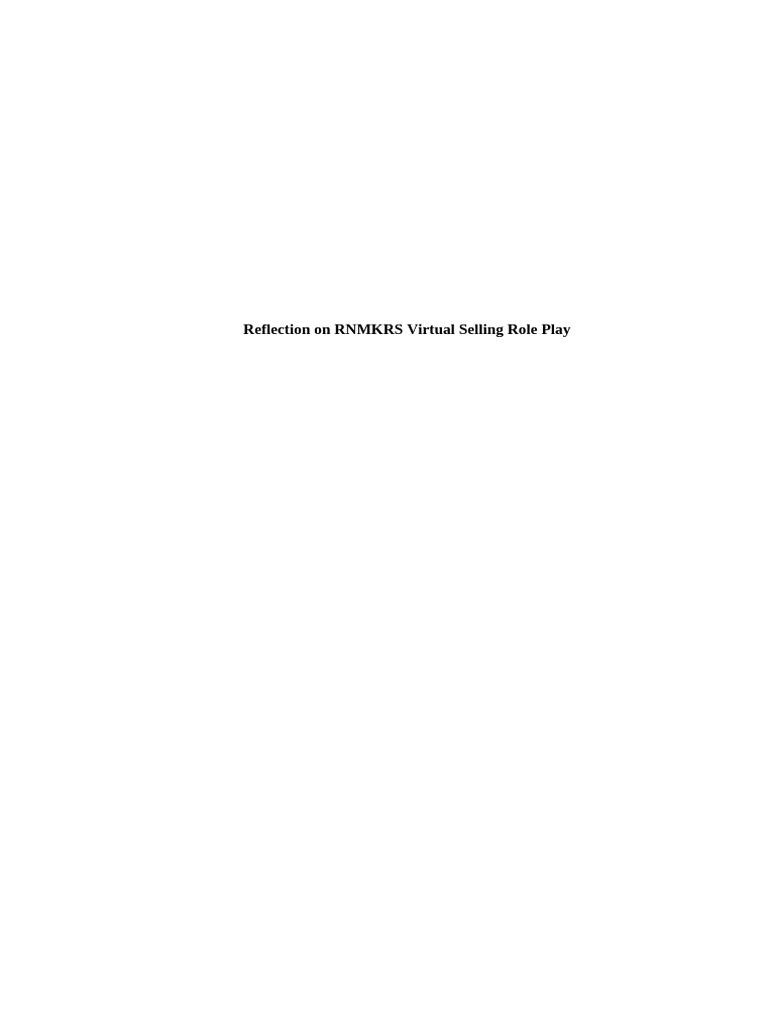 Reflection on rnmkrs virtual selling role play pdf