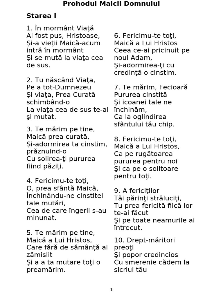 Prohodul Maicii Domnului | PDF