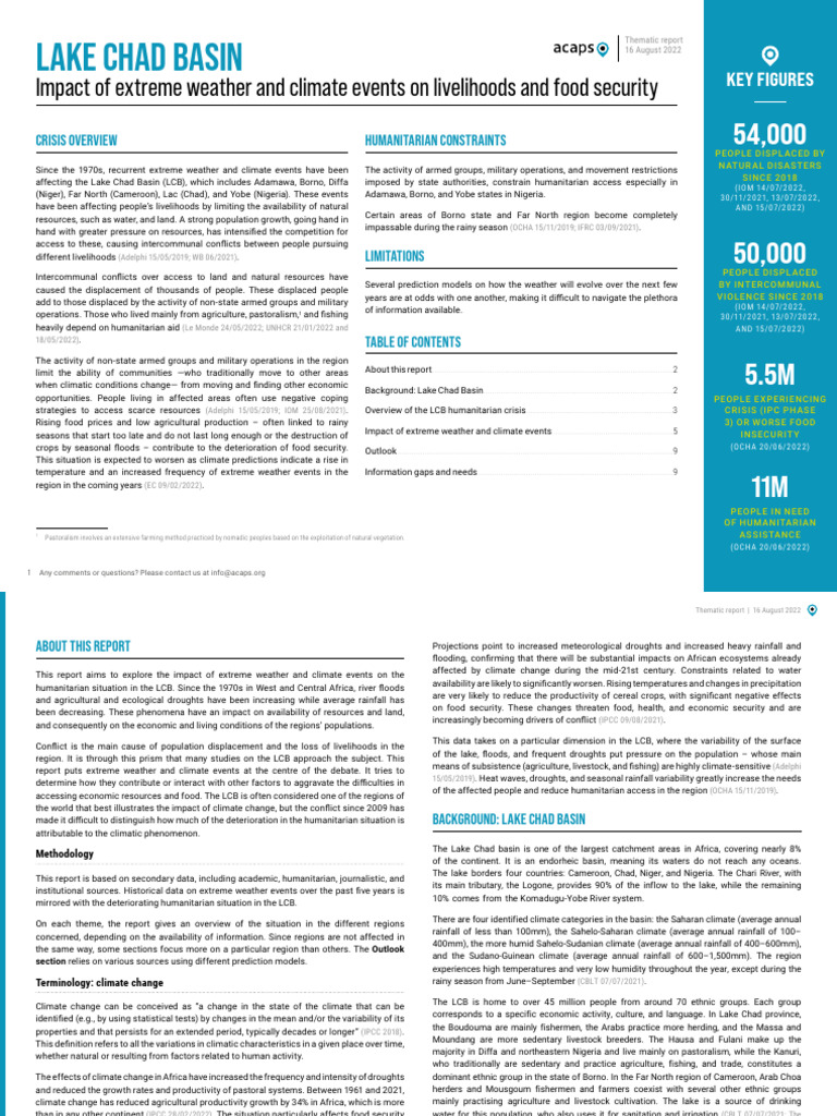 LAKE CHAD BASIN Thematic Report 16 August 2022 Impact of Extreme ...