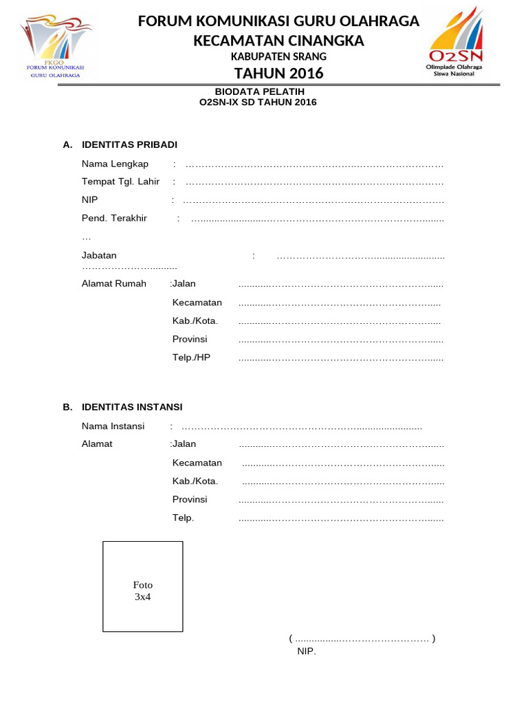 Biodata Ofisial O2sn | PDF