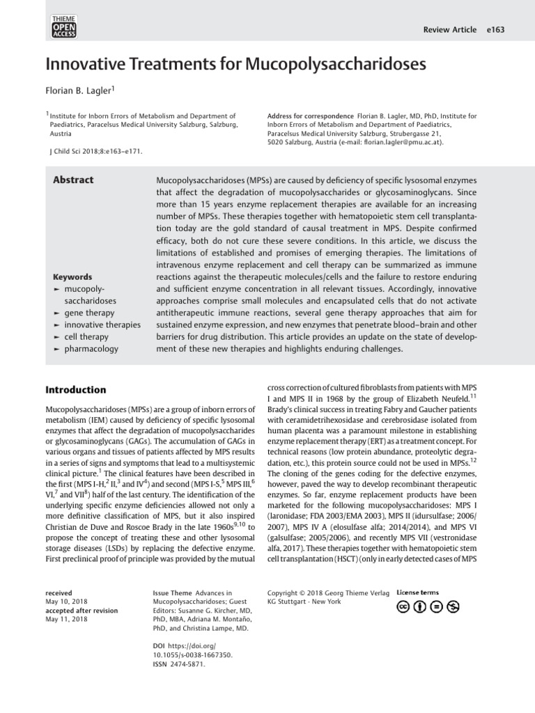 Innovative Treatments For Mucopolysaccharidoses | PDF | Gene Therapy ...
