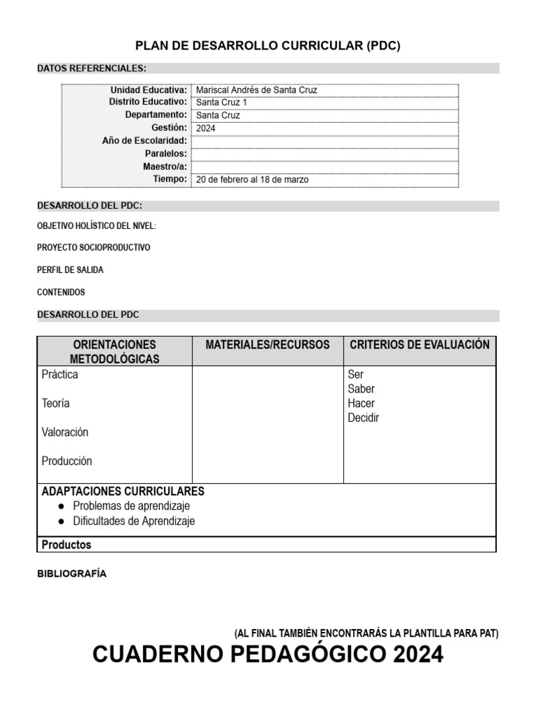 Plan de Desarrollo Curricular 2024 | PDF | Aprendizaje