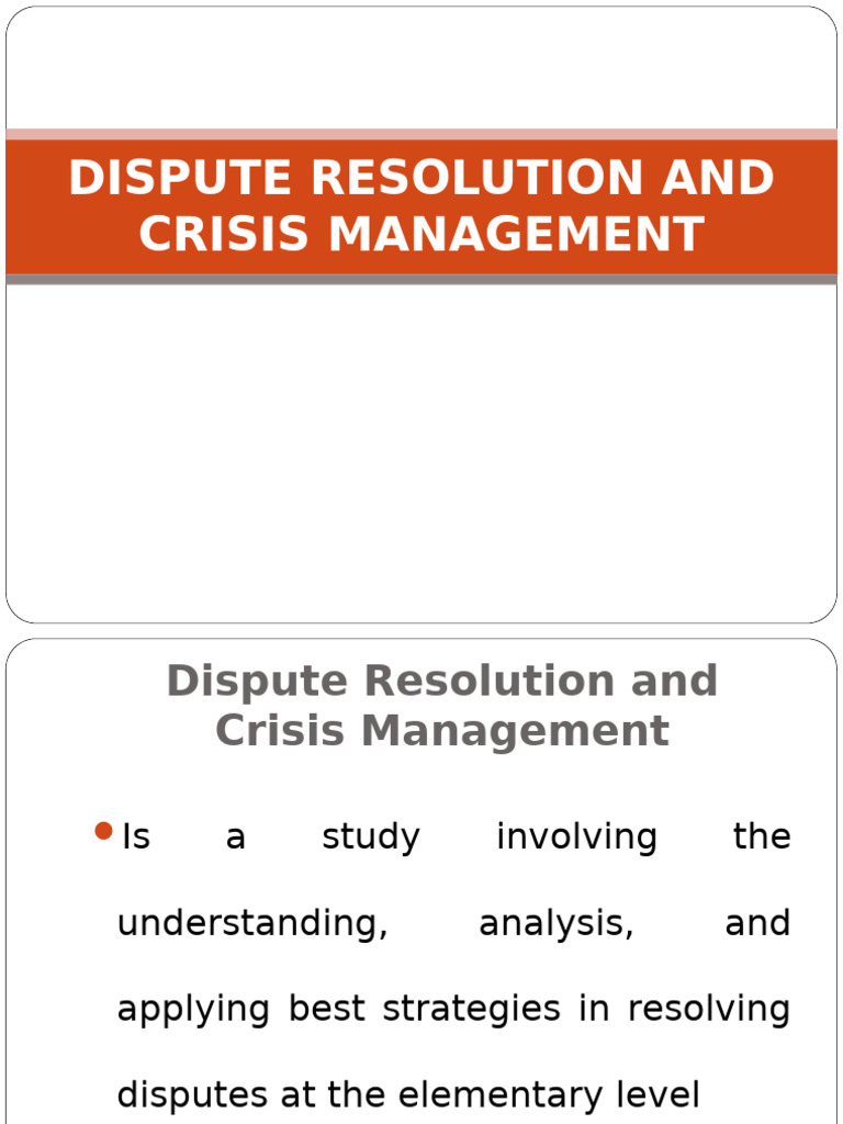 Dispute Resolution and Crisis Management | PDF
