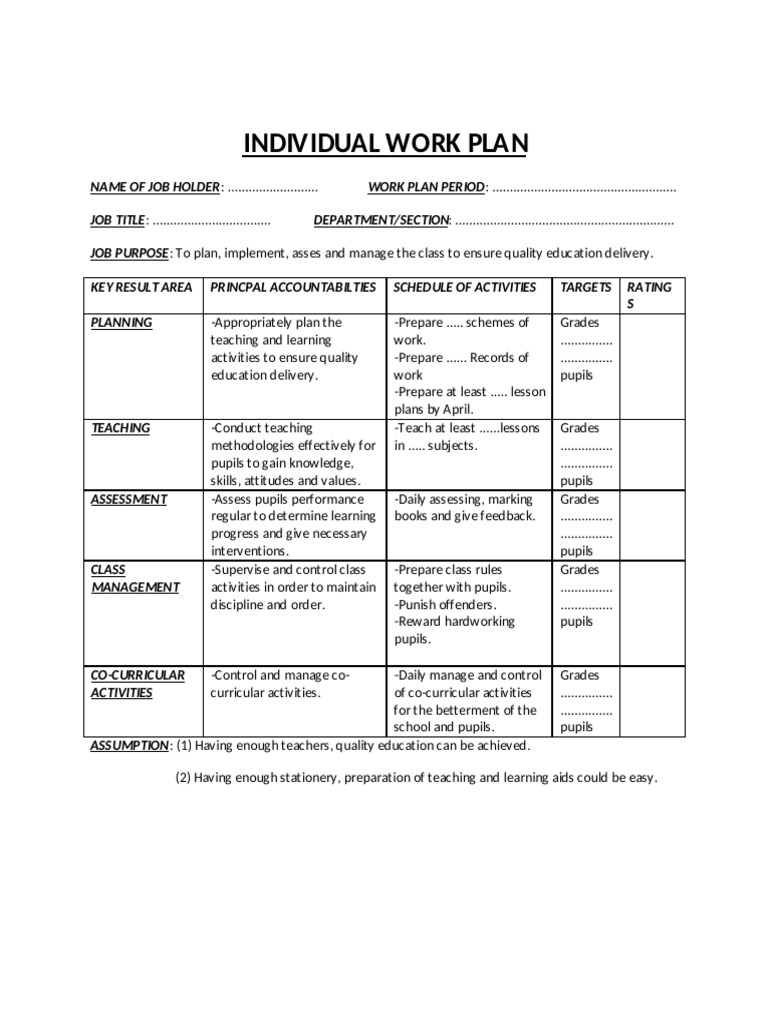 Individual Work Plan Template | PDF | Behavior Modification | Learning