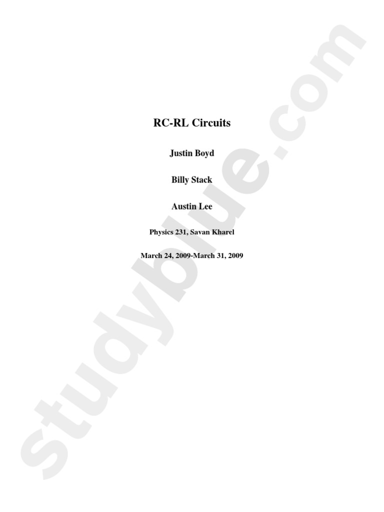 Rc Rl Circuits Pdf Electrical Network Electric Current