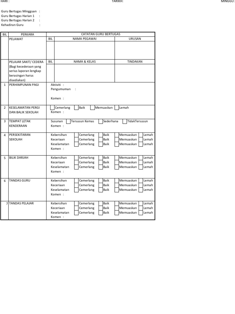 Buku Bertugas Harian