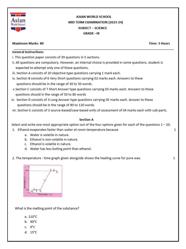Mid Term Class 9 New | PDF