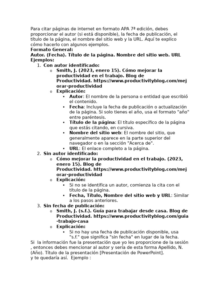 Como Citar en Apa 7 | PDF | Blog | Sitios web