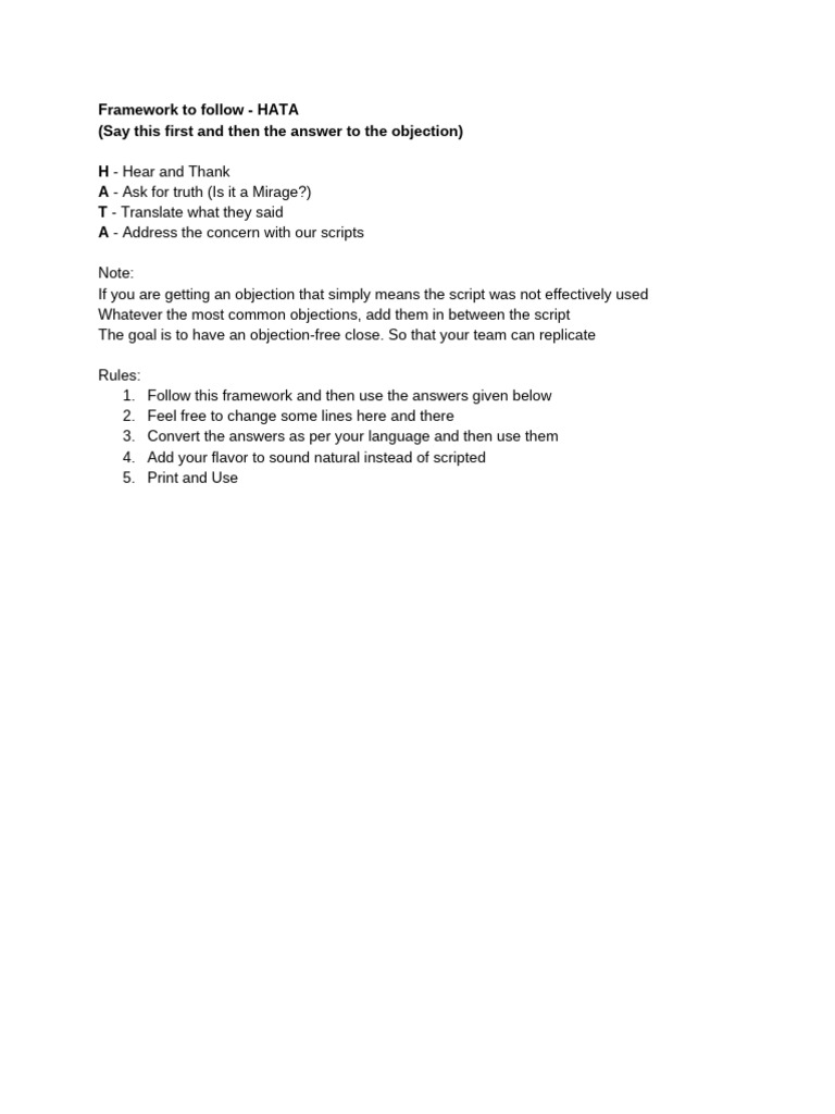 Objection Answers - Word by Word | PDF
