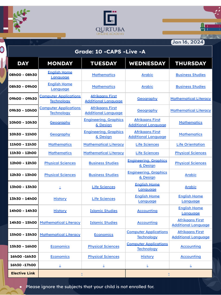 Grade: 10 - CAPS - Live - A DAY Monday Tuesday Wednesday Thursday | PDF