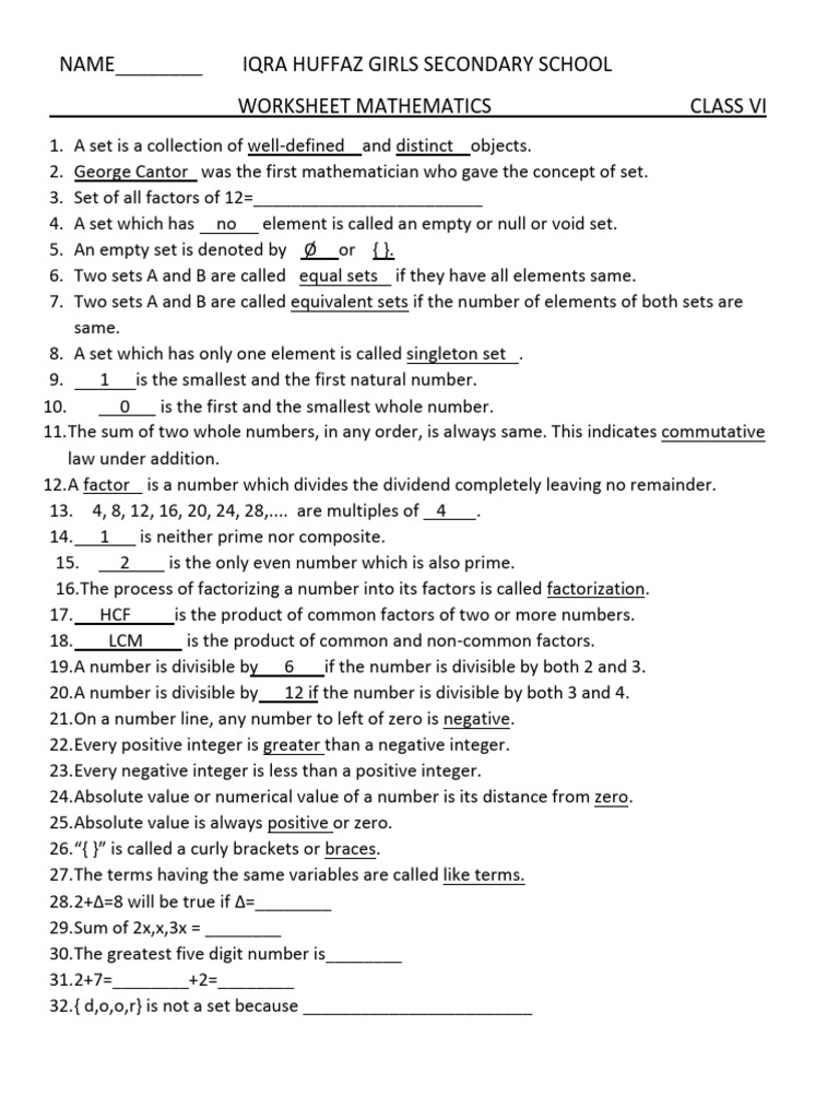 Worksheet class vi pdf numbers empty set
