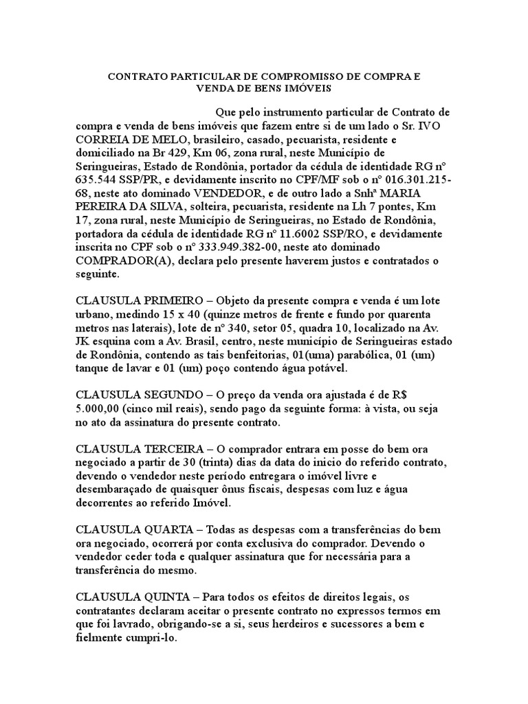 Modelo de Contrato de Compra e