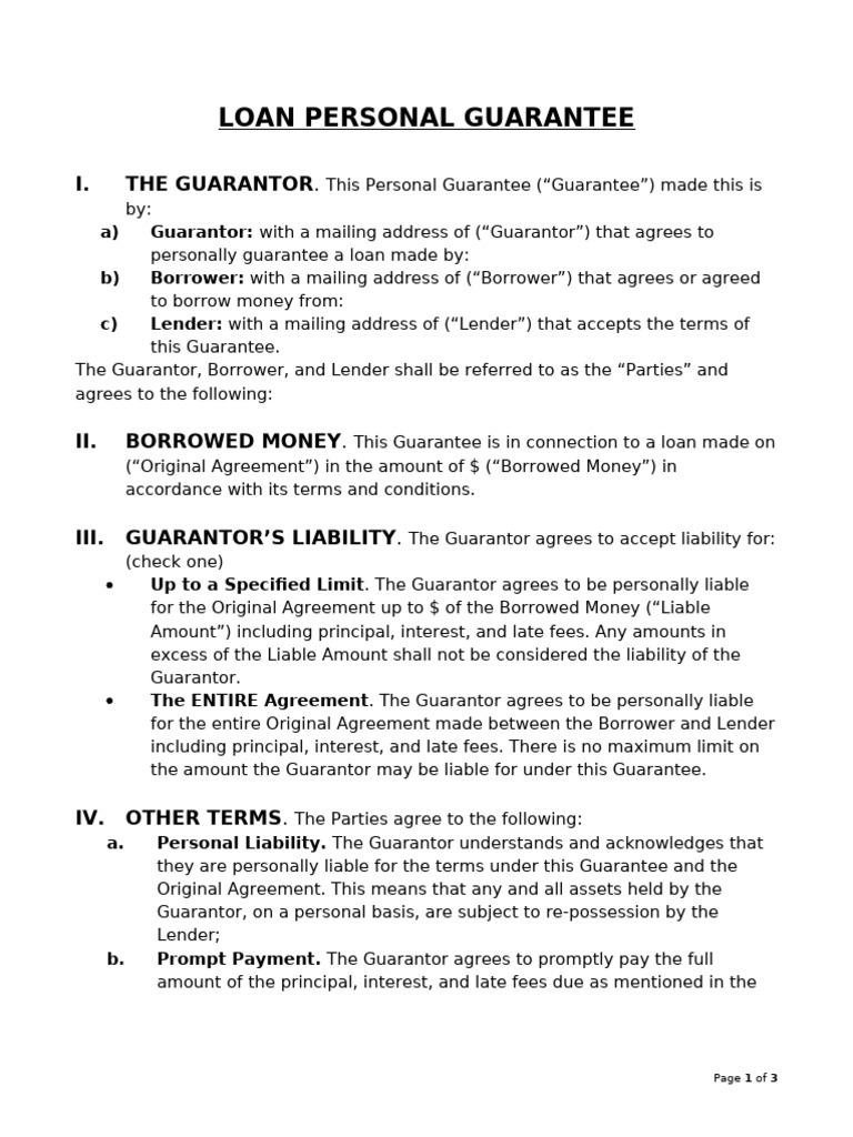 Guarantee Form For Loan - 3g9mwh0-09-22-02 | PDF | Guarantee | Law