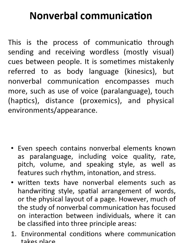 Non Verbal Communication 1 | PDF