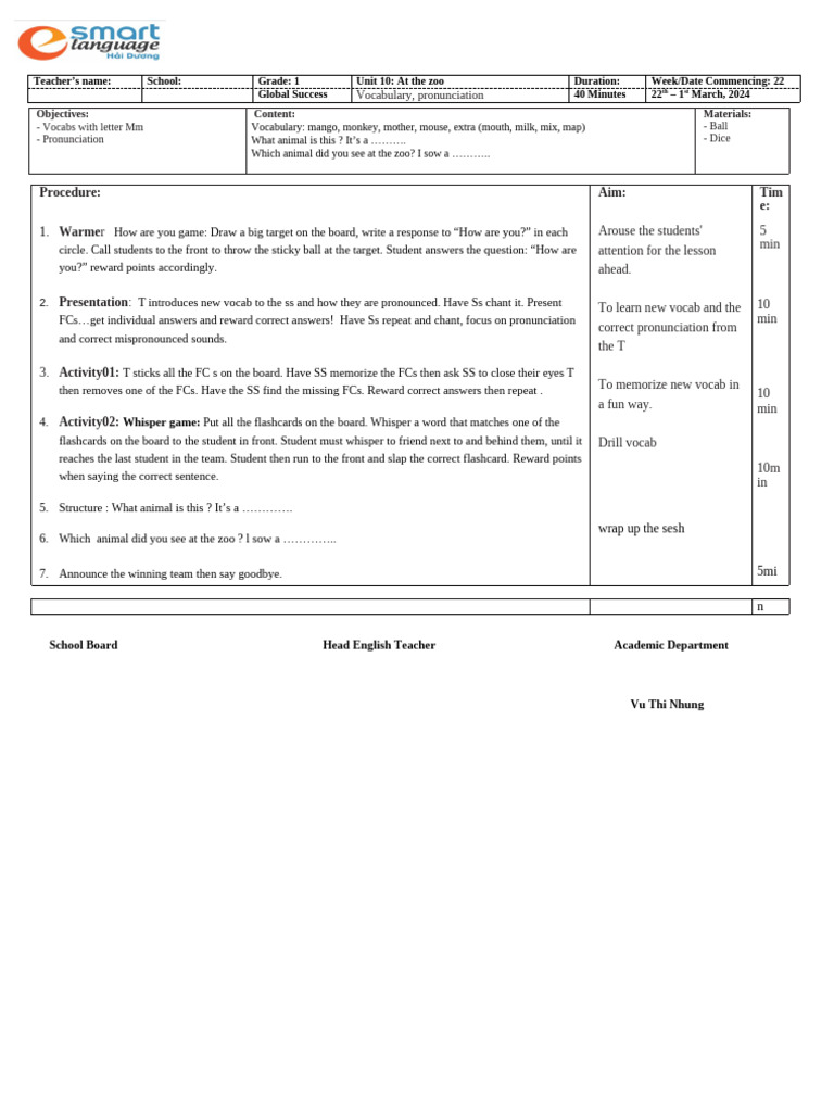 Unit 10 at The Zoo | PDF