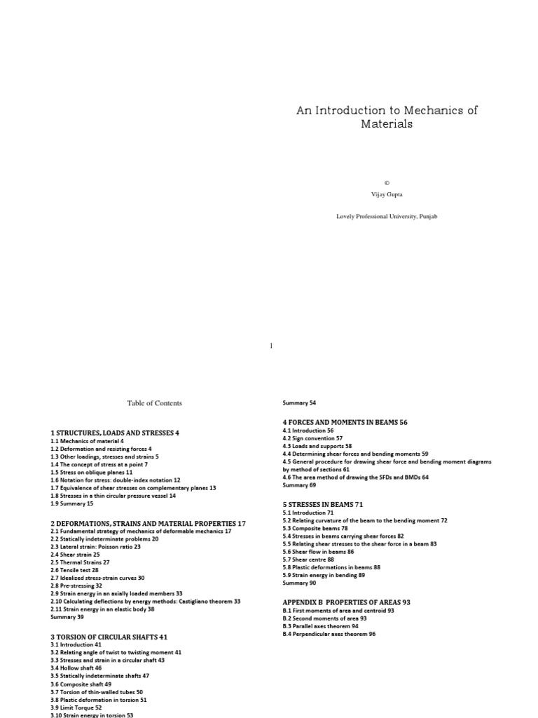 An Introduction To Mechanics of Solids | PDF | Stress (Mechanics ...