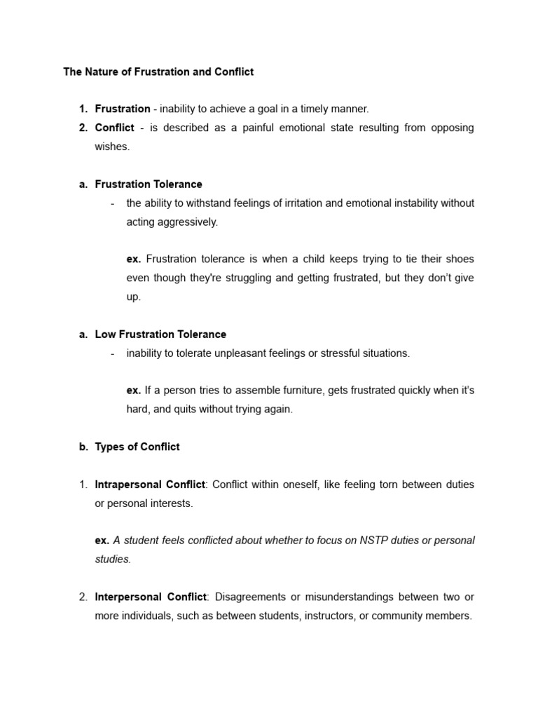 The Nature of Frustration and Conflict | PDF