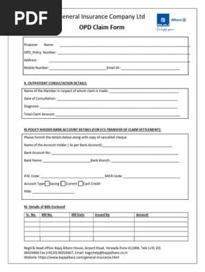 OPD Claim Form Editable