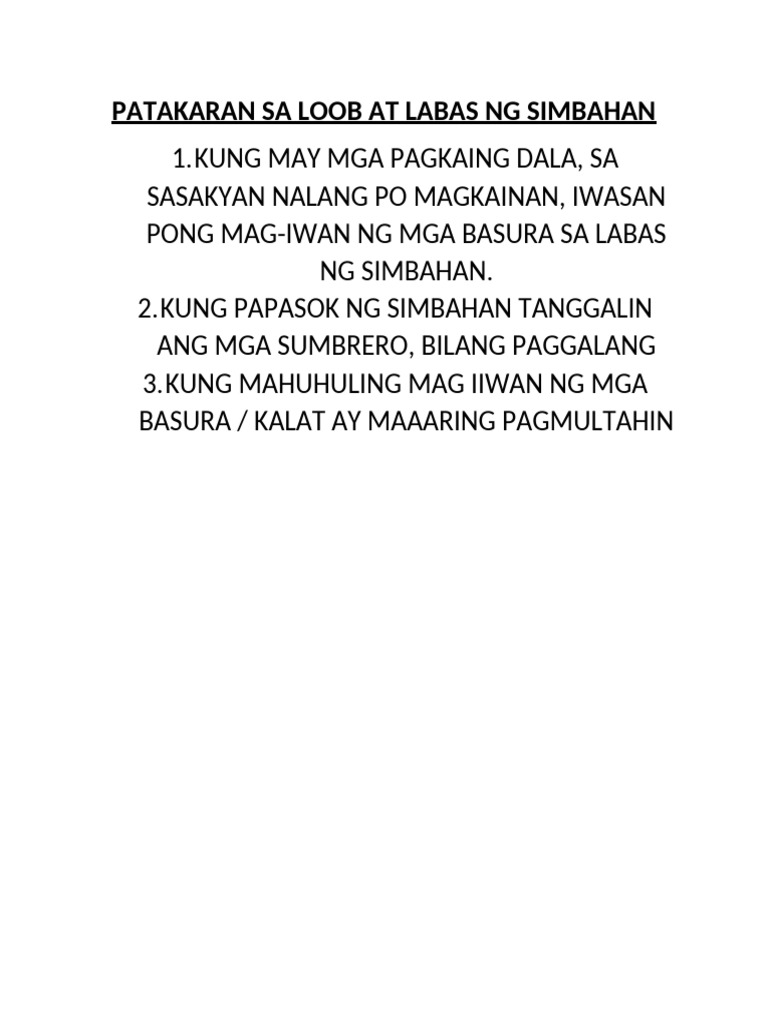 Patakaran Sa Loob at Labas NG Simbahan | PDF
