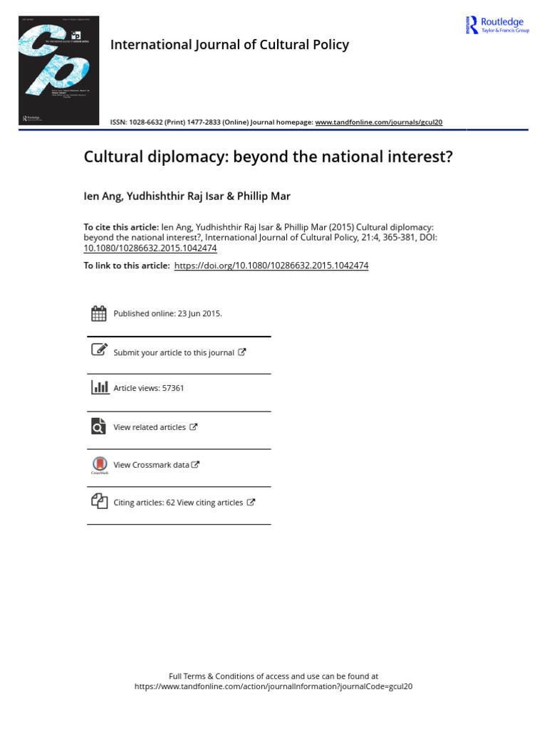 Cultural Diplomacy Beyond The National Interest | PDF