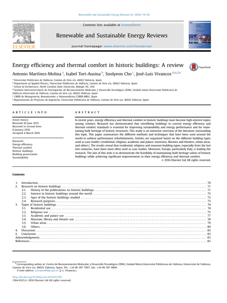 Energy Efficiency and Thermal Comfort in Historic Buildings | PDF - Thermal Efficiency Improvement In Buildings