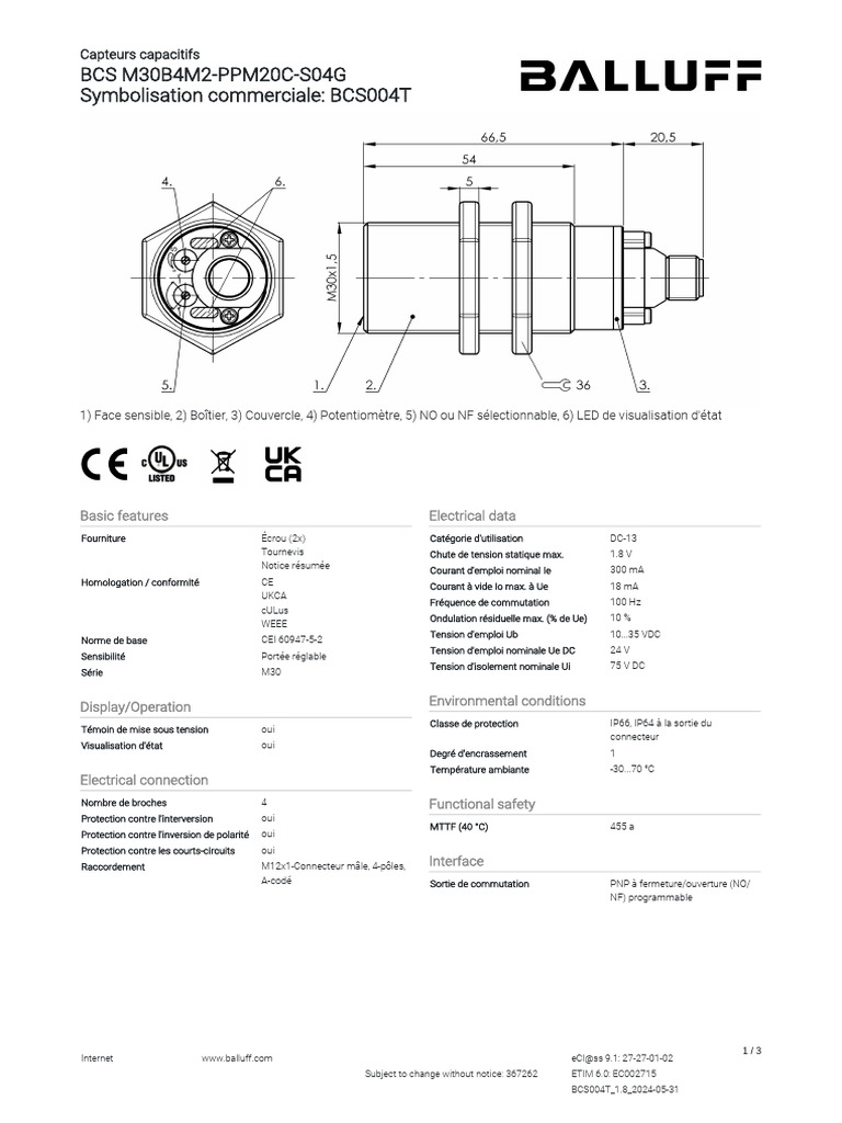 Datasheet BCS004T 367262 FR | PDF