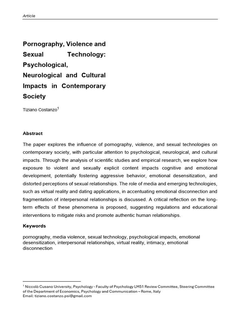 Pornography, Violence and Technology | PDF