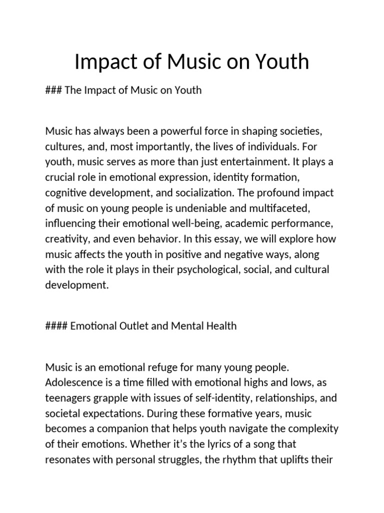 Impact of Music On Youth | PDF