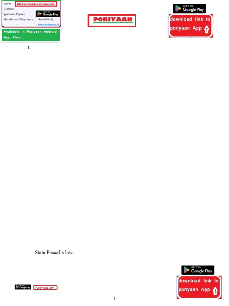 Ce3391 Fluid Mechanics And Machinery Questions Bank Pdf