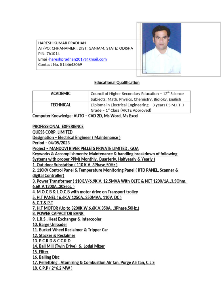 Haresh - Pradhan Profile | PDF