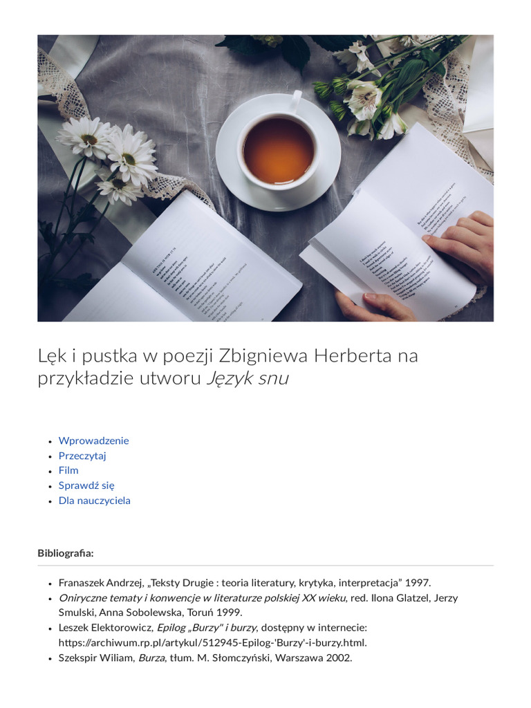 Lek I Pustka W Poezji Zbigniewa | PDF