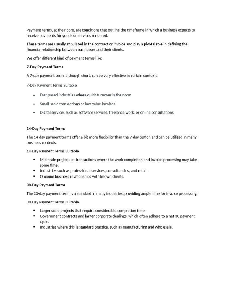 Fees and Payment Terms | PDF