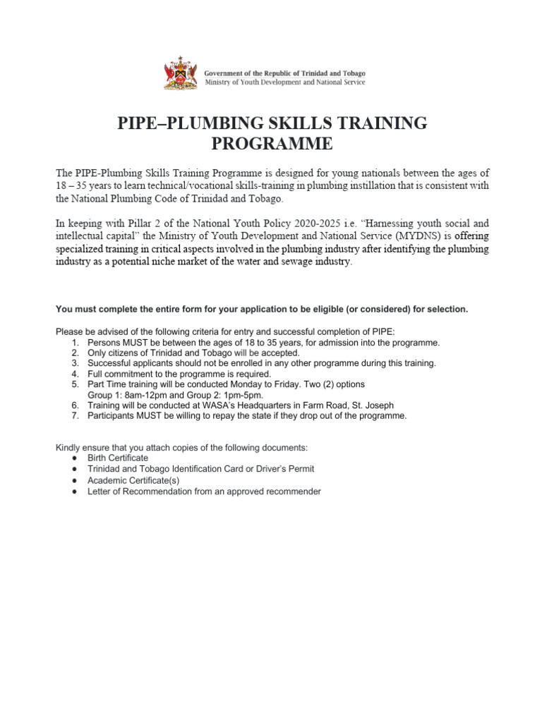 PIPE Application Form | PDF