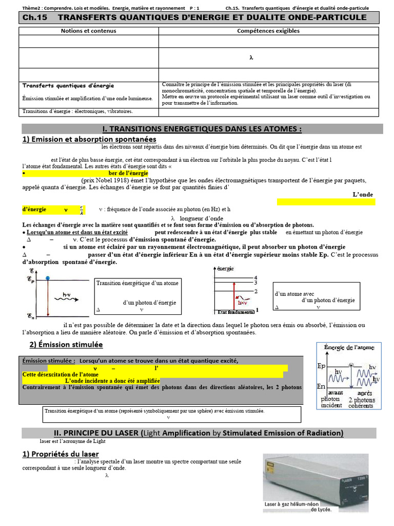 TSP1SP3Ch15T1-Cours Ch15 Transferts Quantiques | PDF