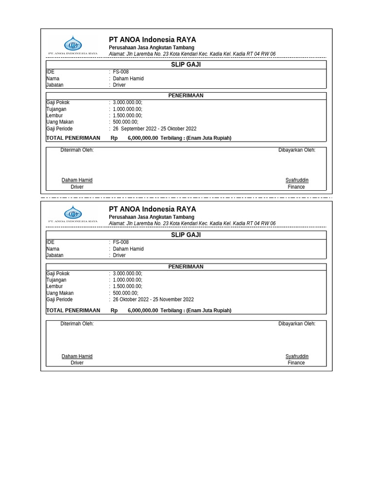 Slip Gaji Driver Pdf
