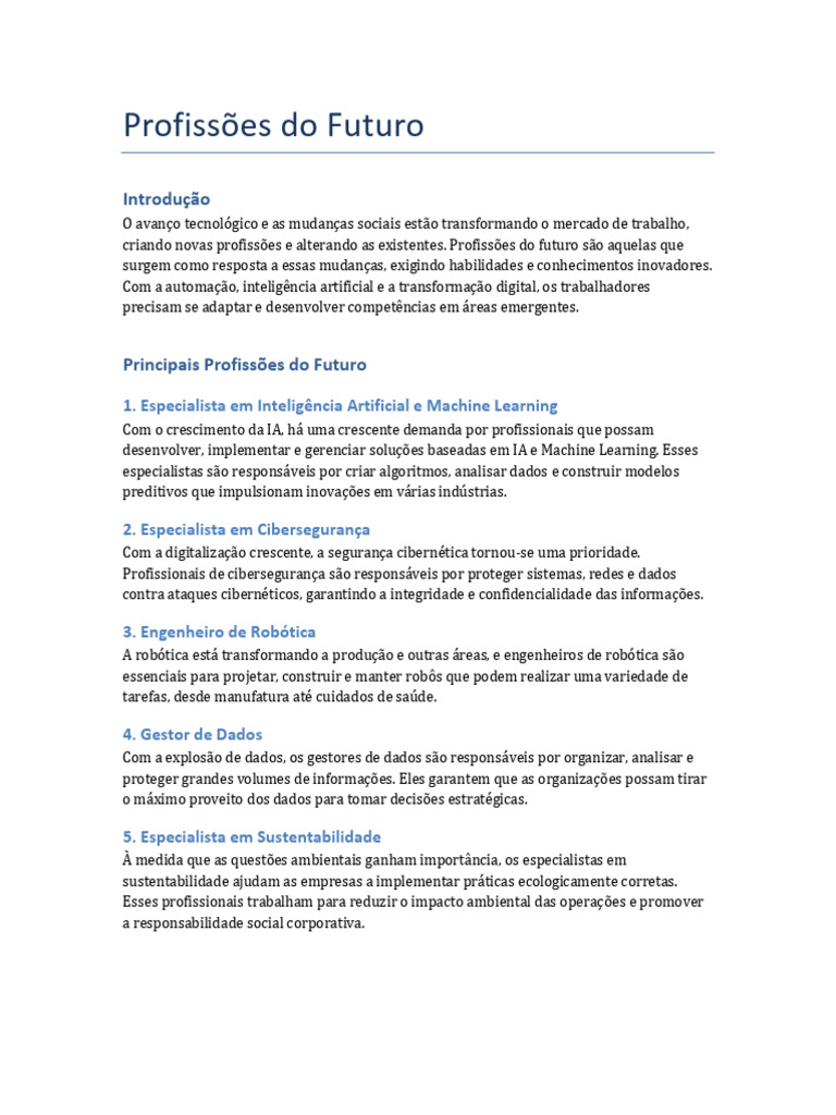 Profissões Do Futuro | PDF