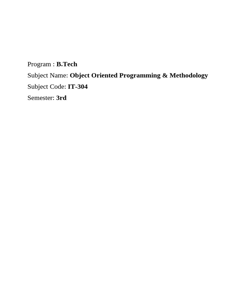 Unit 1 - Object Oriented Programming and Methodology | PDF