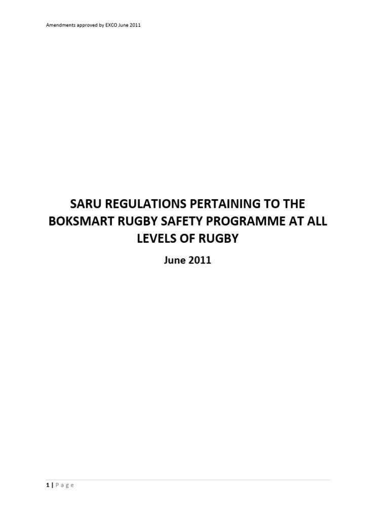 Saru Boksmart Rugby Safety Workshop Regulations | PDF