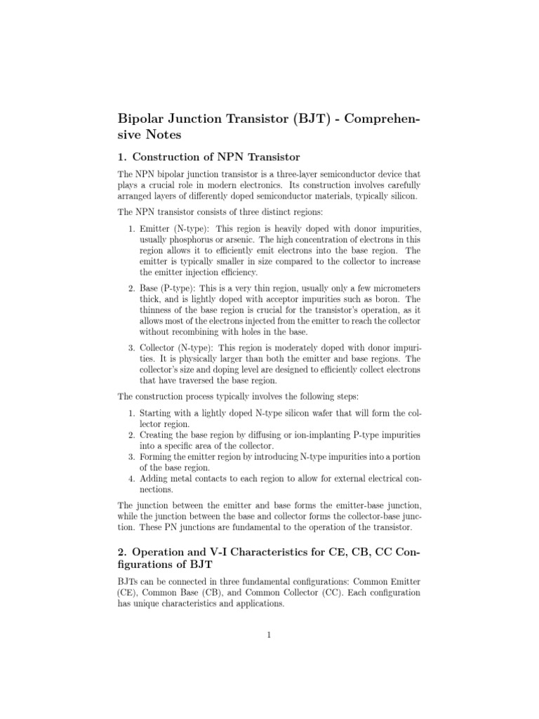 BJT Comprehensive Notes | PDF