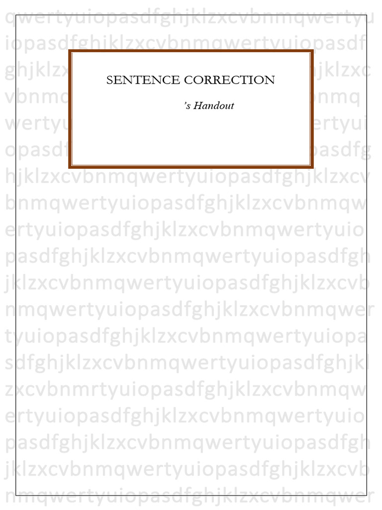Sentence Correction Student's Hand Out-1 | PDF