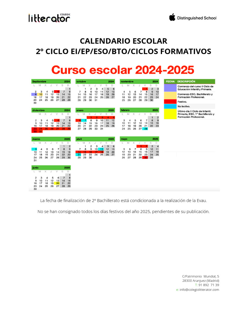 2024-25 Calendario Escolar Concertada | PDF